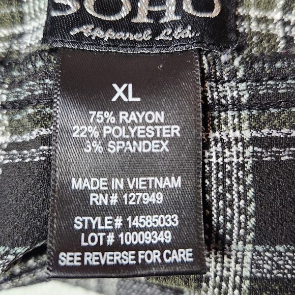 Soho Pull-On Plaid Stretch Pants Size XL - Picture 6 of 9